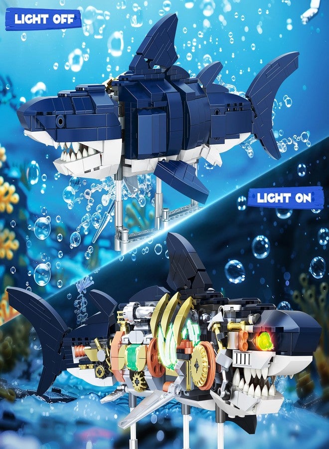 Jorumo Shark Building Block Set for Boy 8-12, Ideas Sea Animal Building Blocks Toys with Lighting and Rotatable Link Components, STEM Toys for Kids Adults Crossing Ocean Lovers, 666Pcs - Image 3